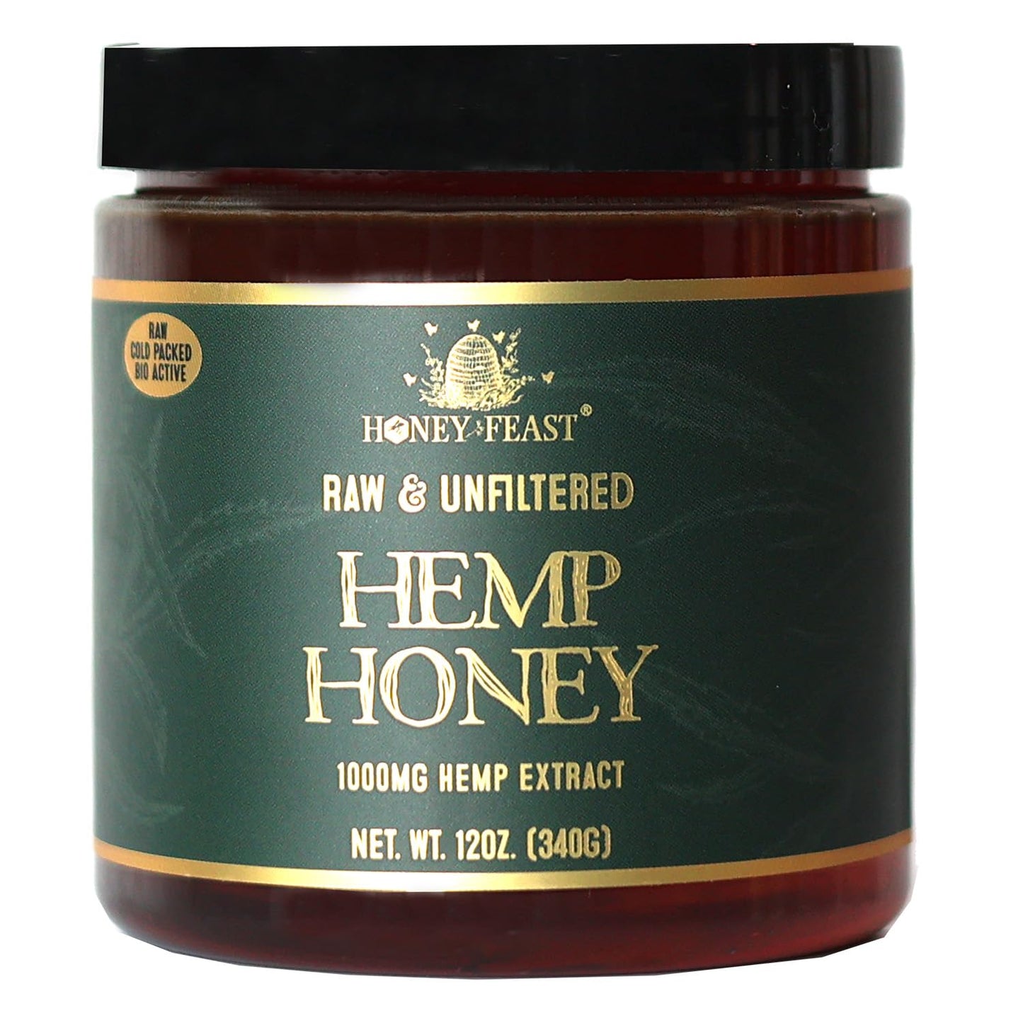 Honey Feast 12Oz Hemp Honey Concentrate 1000Mg - Raw & Natural Bio-Active Honey Infused With Hemp  Crafted By Florida Beekeepers