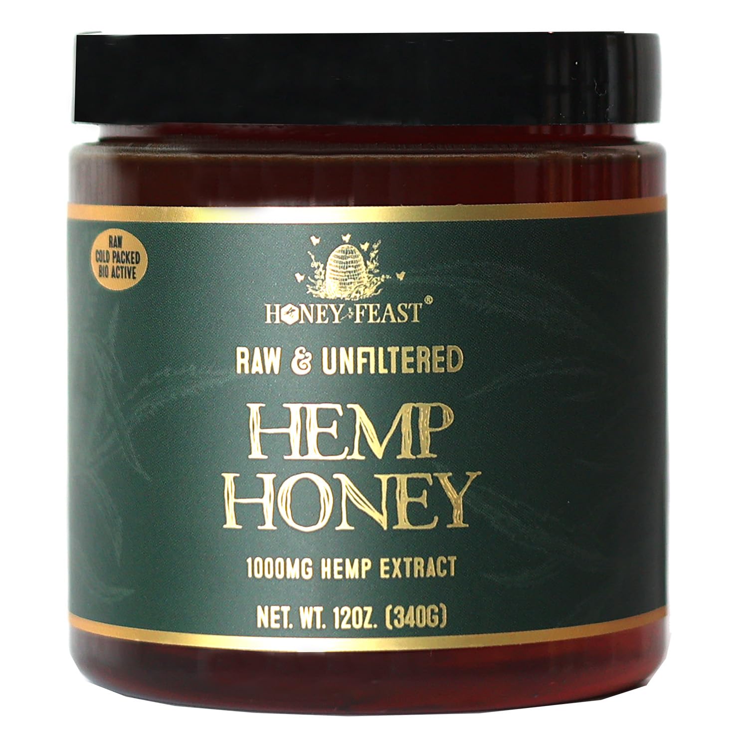Honey Feast 12Oz Hemp Honey Concentrate 1000Mg - Raw & Natural Bio-Active Honey Infused With Hemp  Crafted By Florida Beekeepers