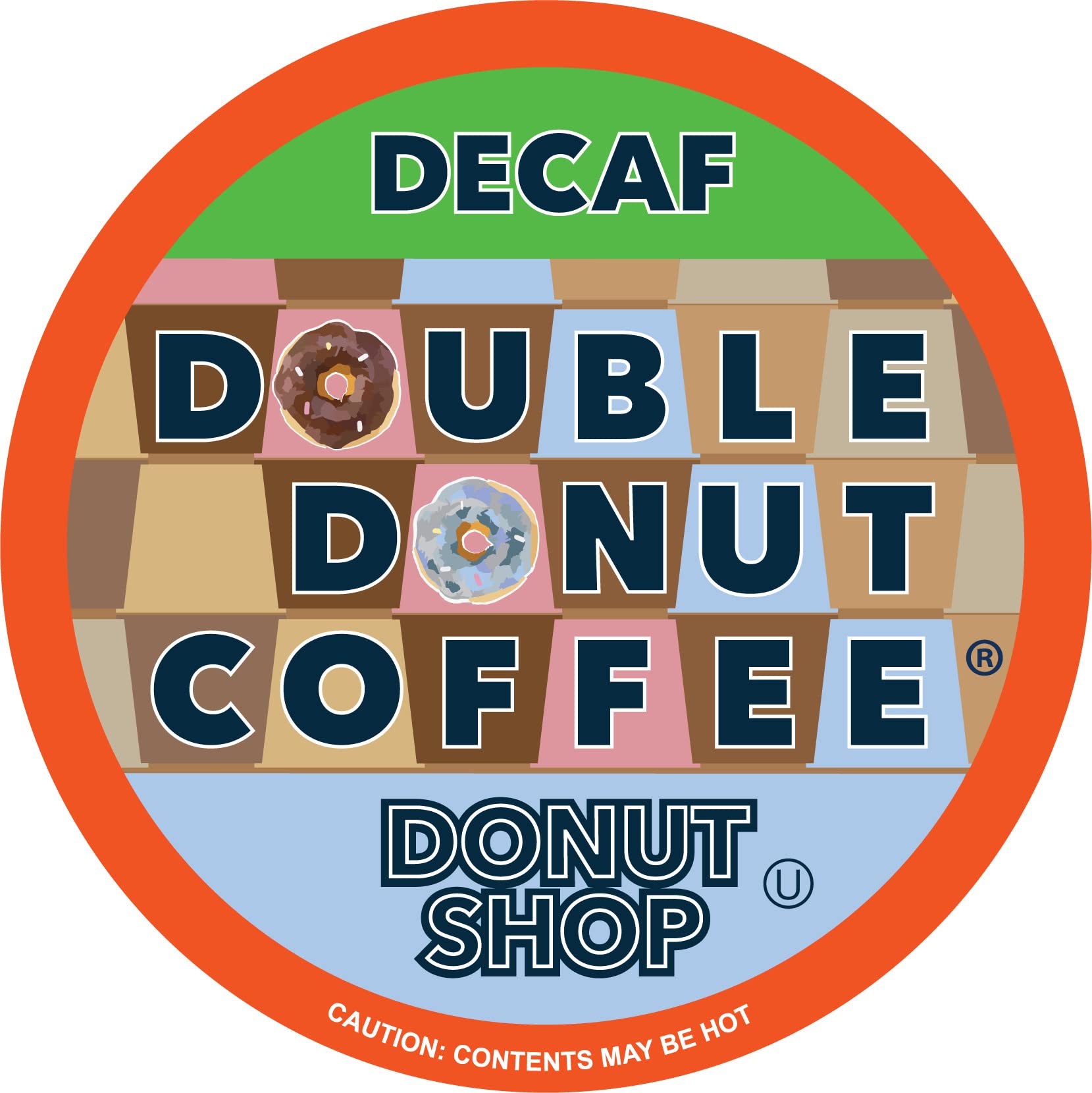 Double Donut Coffee Decaf Coffee Pods, Medium Roast, 24 Count, Compatible with Keurig K Cup Brewer