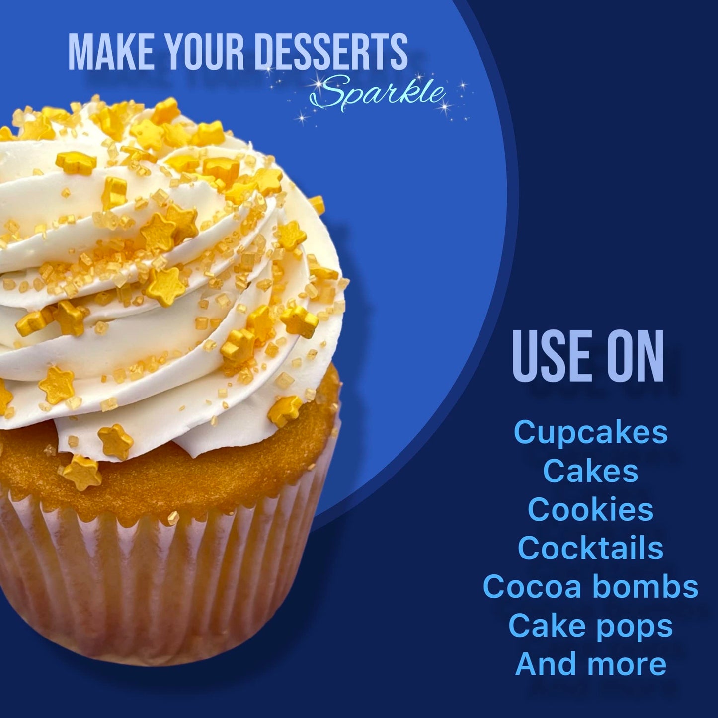 Sprinkles | 8 oz | Gold sugars | Manvscakes | Star sugar