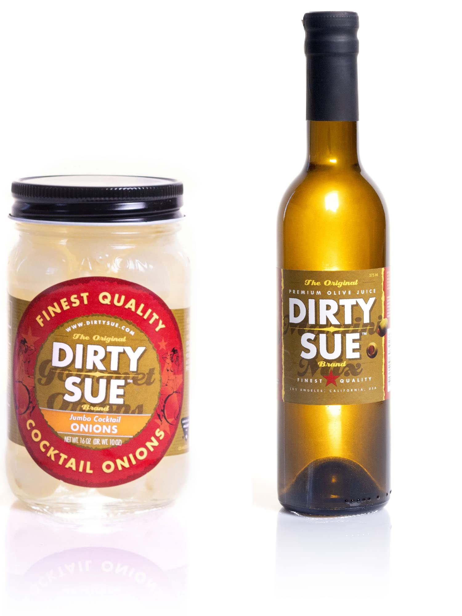 Dirty Sue Olive Juice and Stuffed Olive Combo Pack, 375 mL Olive Juice + 16 oz Jumbo Cocktail Onion