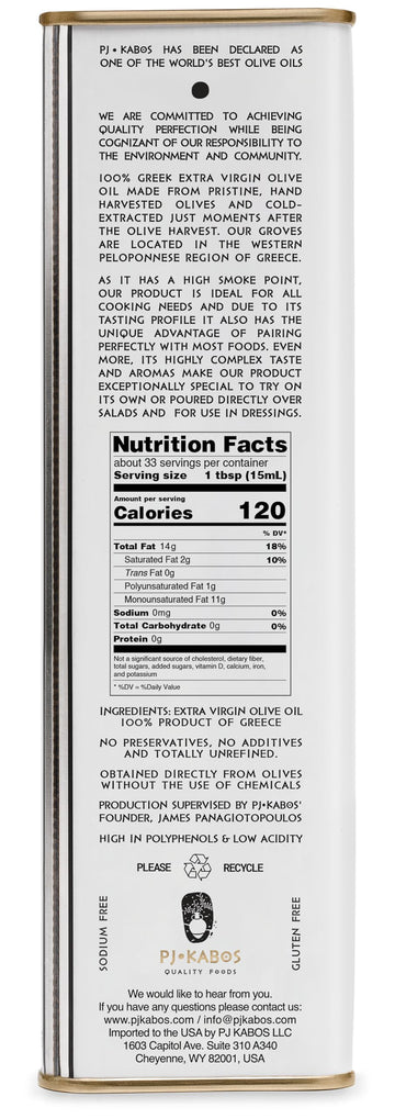 2024 Gold Award Winner, High Phenolic (400+mg/kg), Premium Greek Extra Virgin Olive Oil, Medium Intensity, Kosher, Greece Single