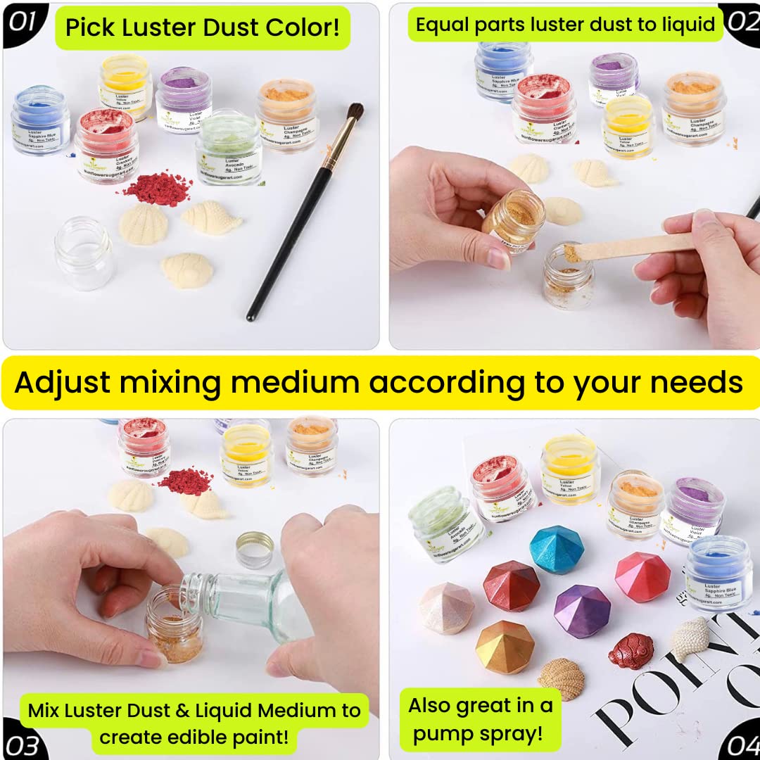 Moonstone Edible Luster Dust | 6 Grams Food Grade Cake Dust Shimmer Powdered, Edible Metallic Powder Food Coloring For Cake Deco