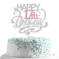 Monmon & Craft Happy 17Th Birthday Cake Topper/Cheers To 17 Years/Girls 17Th Birthday Party Decor Supplies - Silver & Pink Glitt
