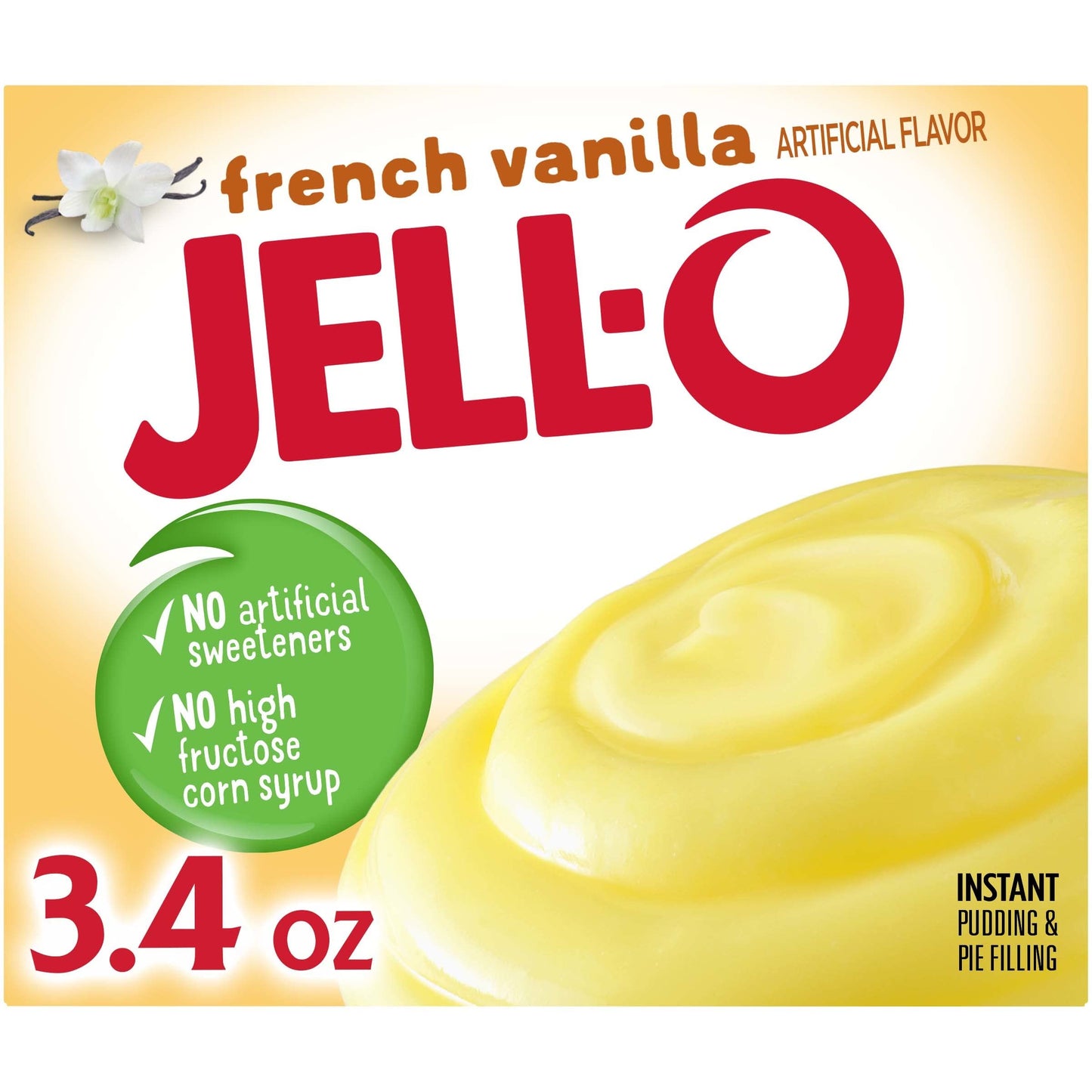 Jell-O Instant Pudding & Pie Filling, French Vanilla, 3.4-Ounce Boxes, Pack of 24