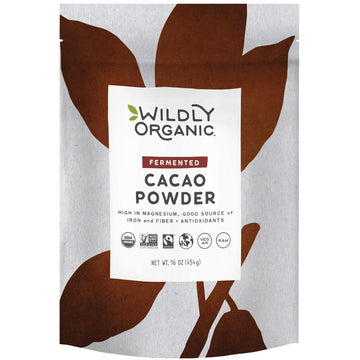 Wildly Organic Fermented Cacao Powder 16 Oz, 1 lb Bag - Organic, Non-Alkalized, Minimally Processed, High in Antioxidants, Raw, 