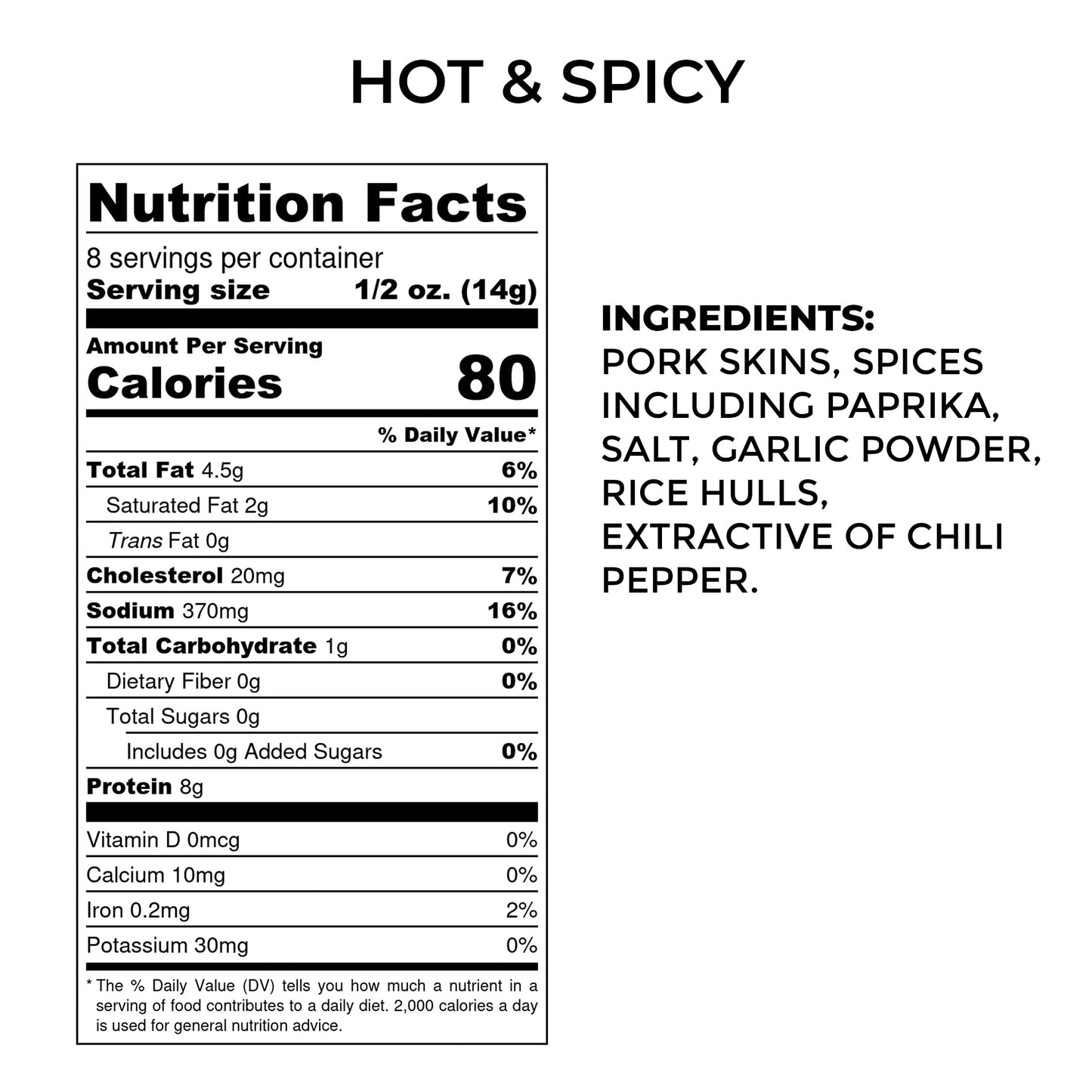 Rib Rack Pork Rinds, Hot & Spicy - 4 x 4oz