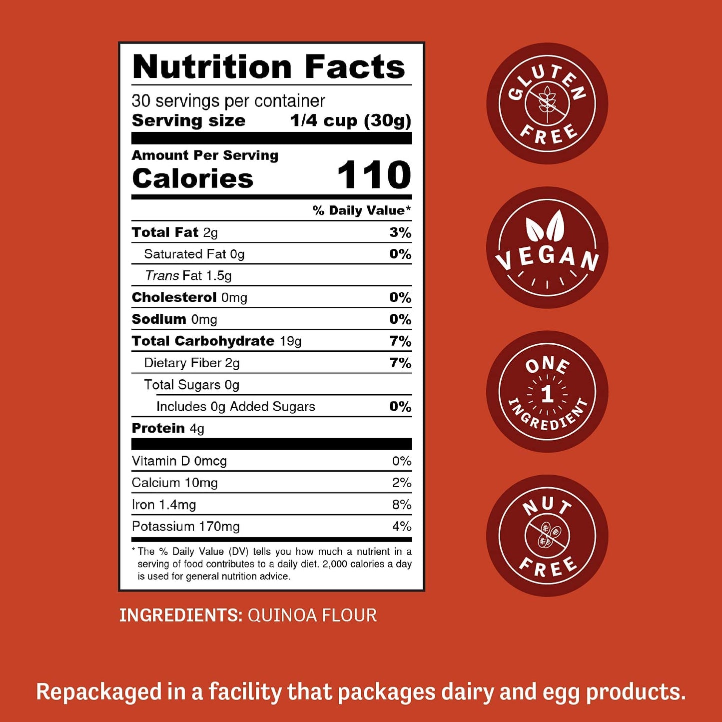 Judee'S Quinoa Flour 2 Lb - Made In Usa, Non-Gmo, Vegan - Great For Making Pancakes, Muffins, Pie Crusts, Quiches, And Breads -
