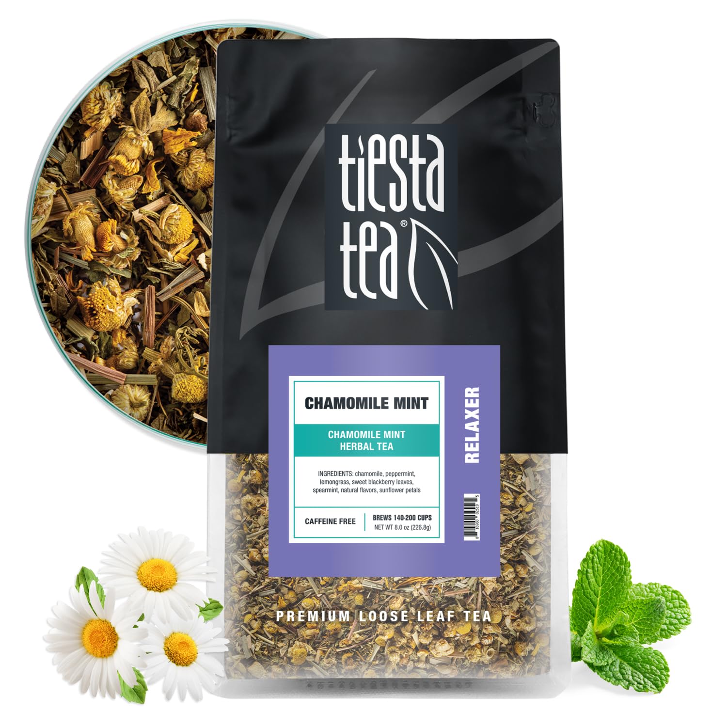 Tiesta Tea Chamomile Mint Herbal Tea Loose Leaf Bulk Pouch - 200 Cups - Caffeine-Free - Model 33135