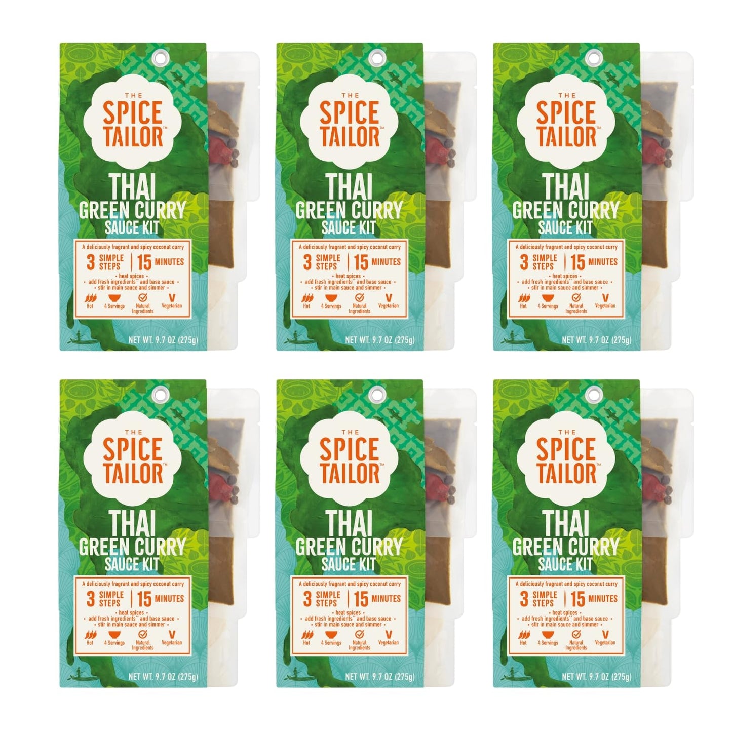 Spice Tailor 3 Simple Steps Restaurant Quality Meals in Minutes Kits Ready in 10 Minutes (6 Pack, Thai Green Curry)