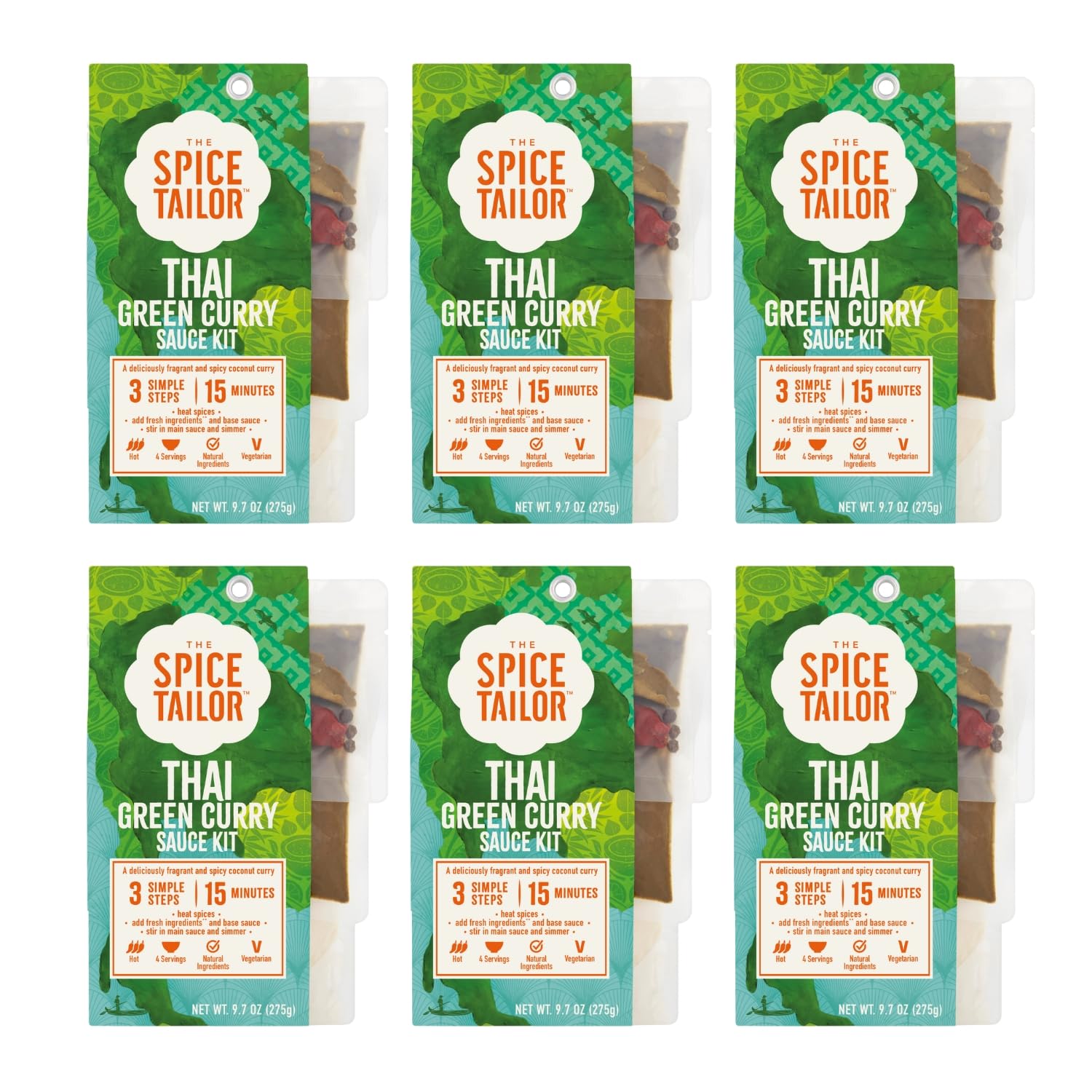 Spice Tailor 3 Simple Steps Restaurant Quality Meals in Minutes Kits Ready in 10 Minutes (6 Pack, Thai Green Curry)