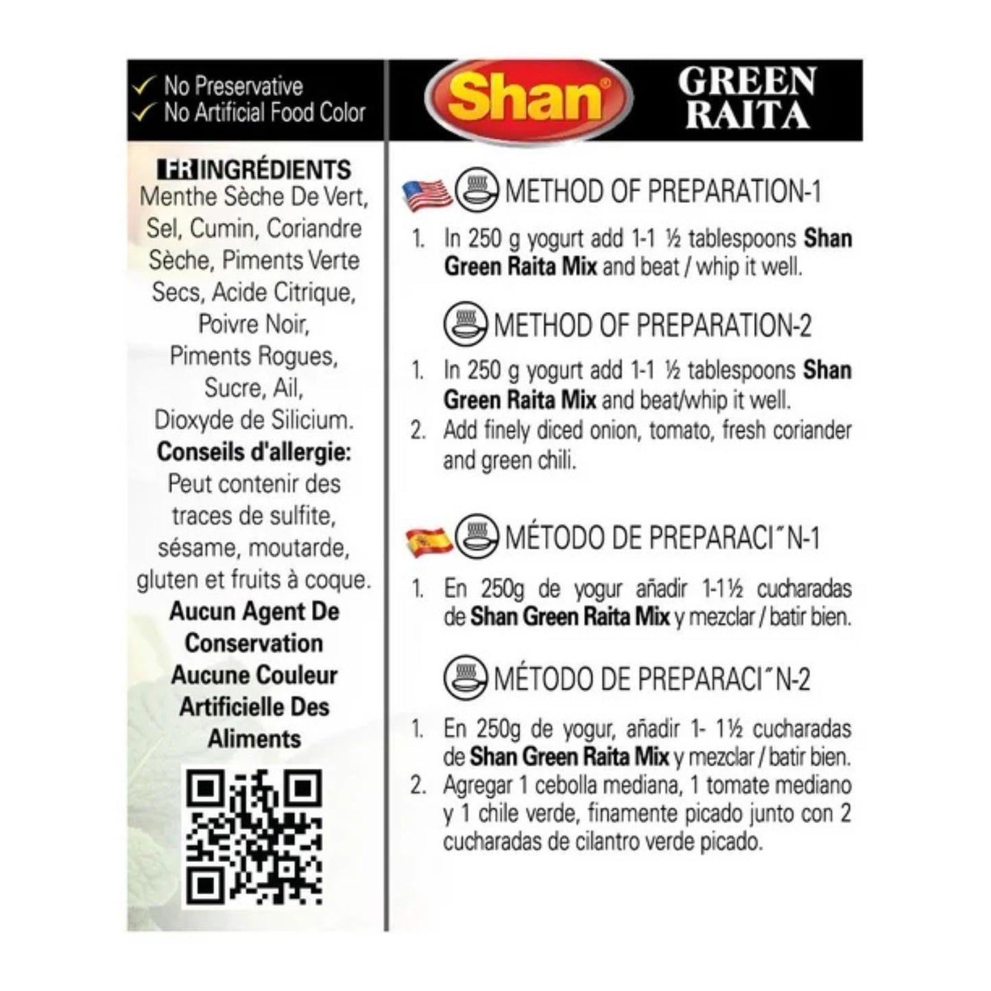 Shan Green Raita Seasoning Mix, Mint & Green Chili, 1.41 oz (Pack of 2)