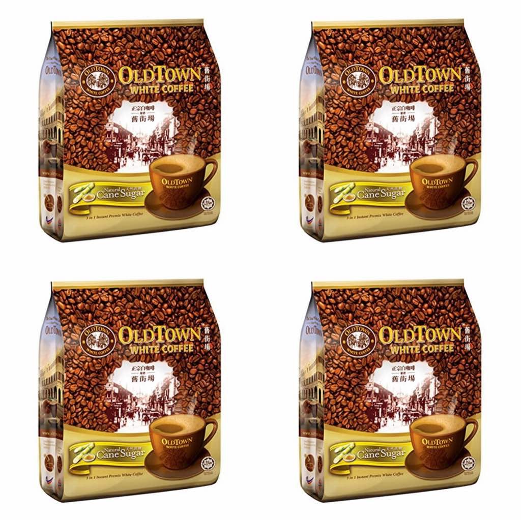 Old Town White Coffee 3 In 1 Natural Cane Sugar Flavor (4 Pack X 15 Sachets) Imported From Malaysia