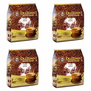 Old Town White Coffee 3 In 1 Natural Cane Sugar Flavor (4 Pack X 15 Sachets) Imported From Malaysia