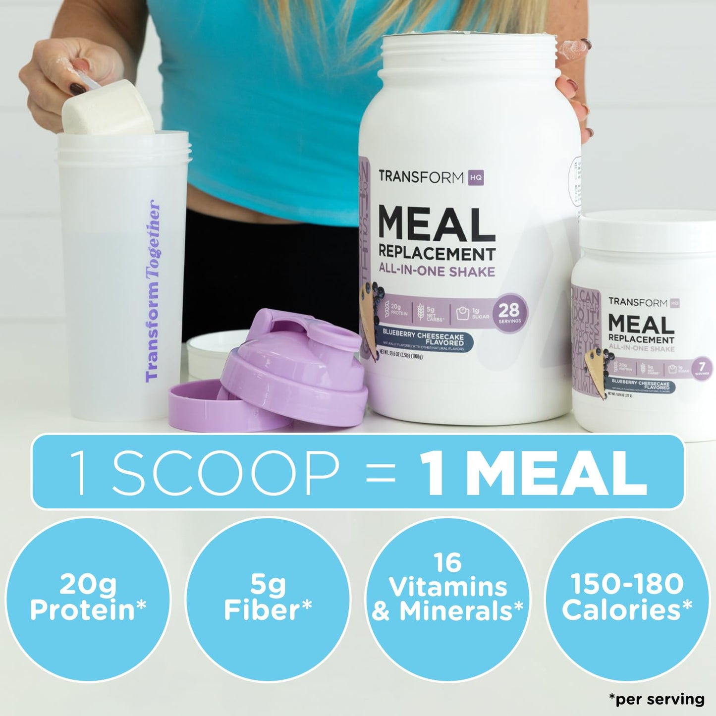 TransformHQ Meal Replacement Shake Powder 28 Servings (Vanilla) - Gluten Free, Non-GMO