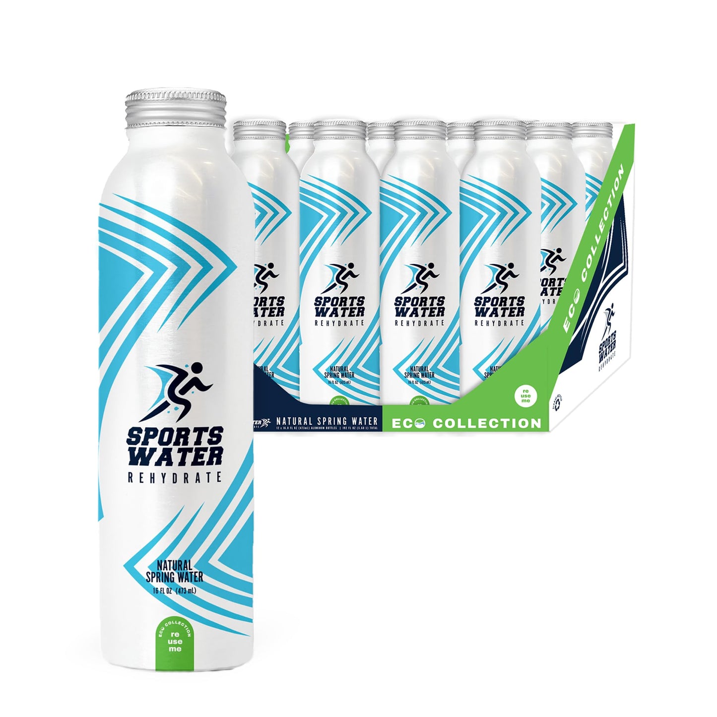 Pulse+ Sports Natural Spring Water - Natural, Filtered Spring Water - Bpa-Free, Aluminum Recyclable Bottles - 12 Pack