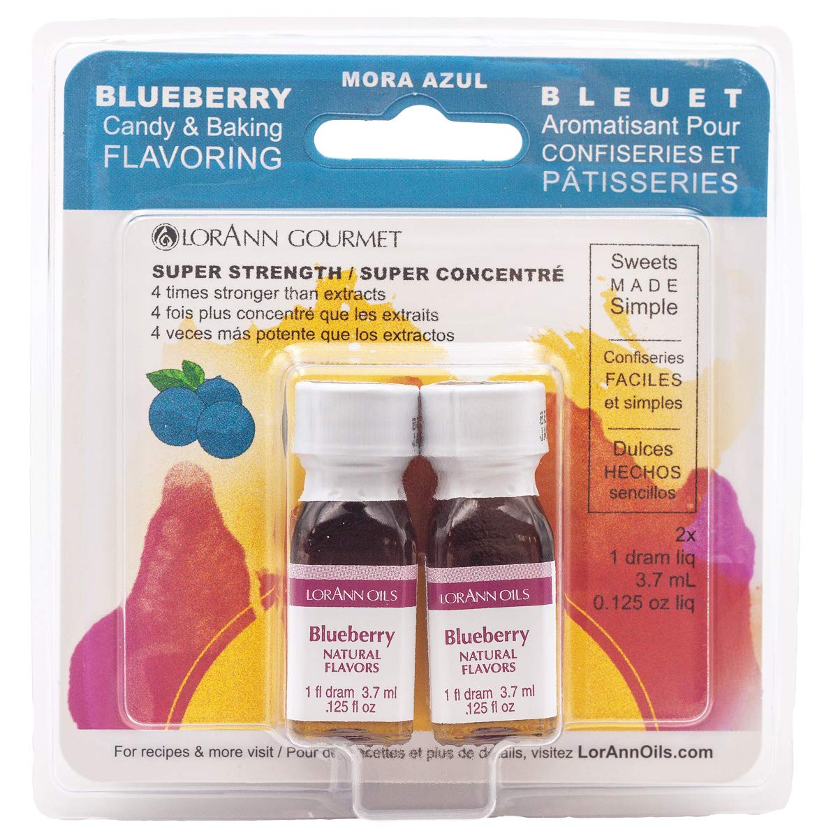 Lorann Blueberry Ss (With Natural Flavors), 1 Dram Bottle (.0125 Fl Oz - 3.7Ml - 1 Teaspoon) - Twin Pack Blistered