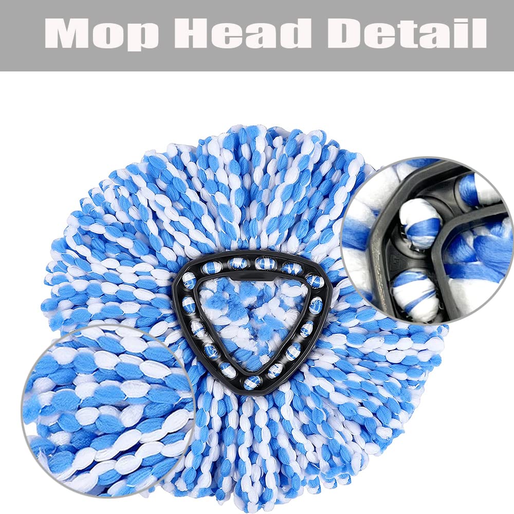 Anrekeyh Spin Mop Head, Base, Handle Replacement For O-Ceda Easywring Rinseclean Microfiber Spin Mop, 2 Microfiber Mop Refills,