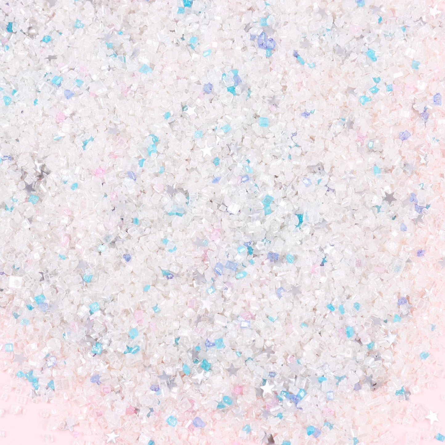 White Sanding Sugar Edible Silver Glitter Stars Mix, Edible Sugar Sprinkles for Cake Decorating, Sparkling Edible Sanding Sugar