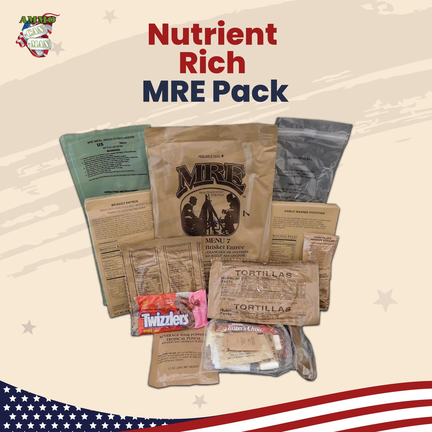 Ammo Can Man Mres (Meals Ready-To-Eat) Box A, Genuine U.S. Military Surplus, Menus 1-12 By Rothco