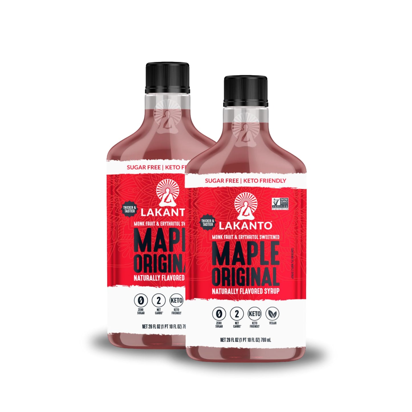 Lakanto Sugar Free Maple Syrup - Monk Fruit Sweetener, Keto Friendly, 13 Fl Oz (Pack of 2)