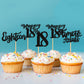 Cyodoos 24Pcs 18th Birthday Cupcake Toppers, Black Glitter, Small, Paper, Model S-PL-8726