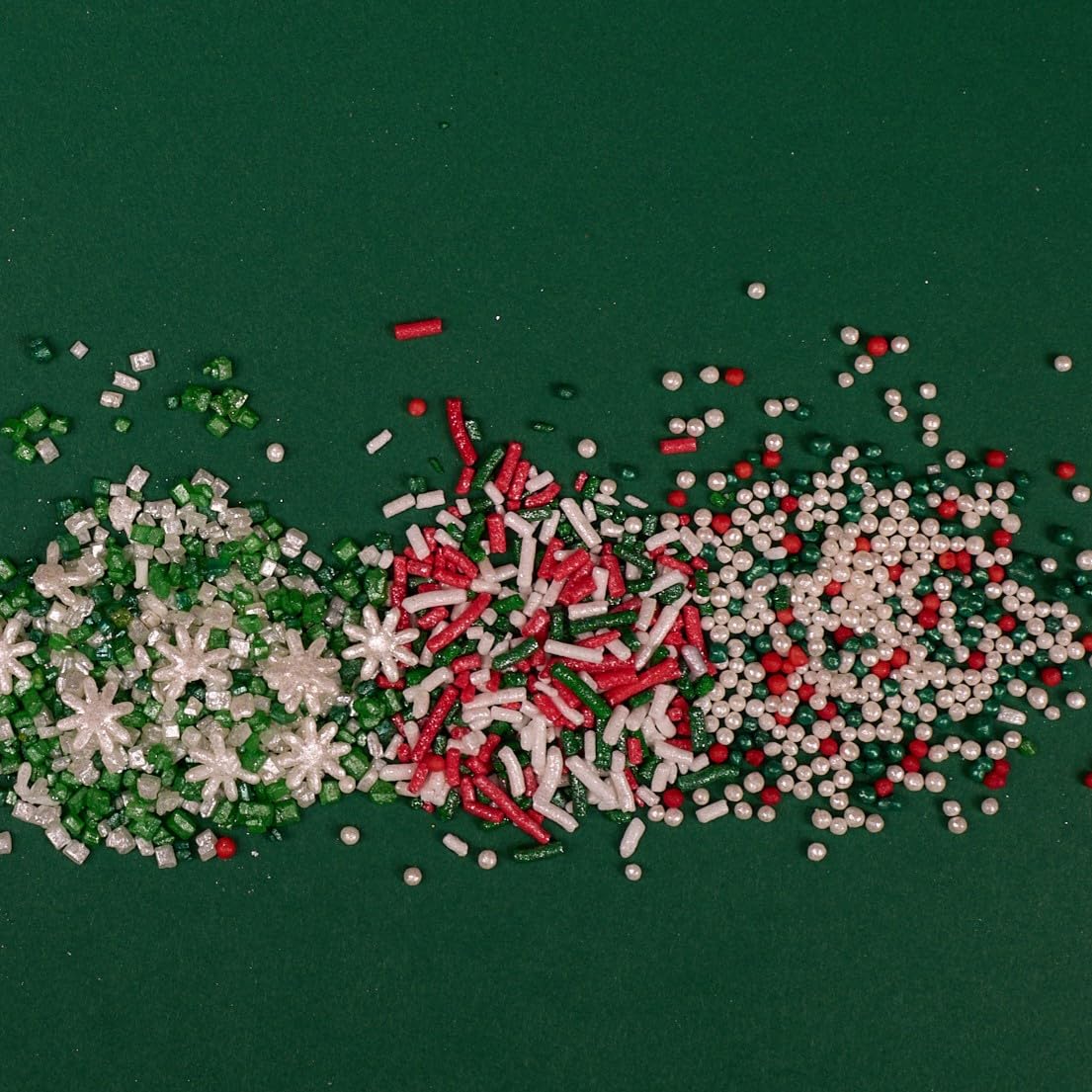 Confect Christmas Sprinkles | Christmas Sprinkles - Snowflakes In Red, Green & White I Confetti Pearls & Sparkling For Dessert D