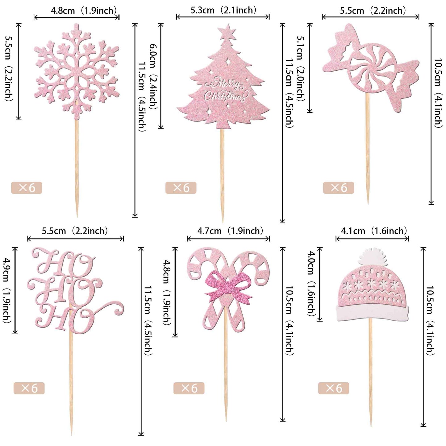 24 Pcs Merry Christmas Cupcake Toppers Glitter Ho Ho Ho Christmas Tree Cupcake Picks Snowflake Cupcake Toppers For Merry Christmas Theme Birthday Party Cake Decorations Supplies
