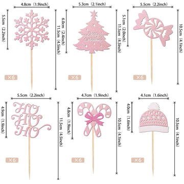 24 Pcs Merry Christmas Cupcake Toppers Glitter Ho Ho Ho Christmas Tree Cupcake Picks Snowflake Cupcake Toppers For Merry Christmas Theme Birthday Party Cake Decorations Supplies