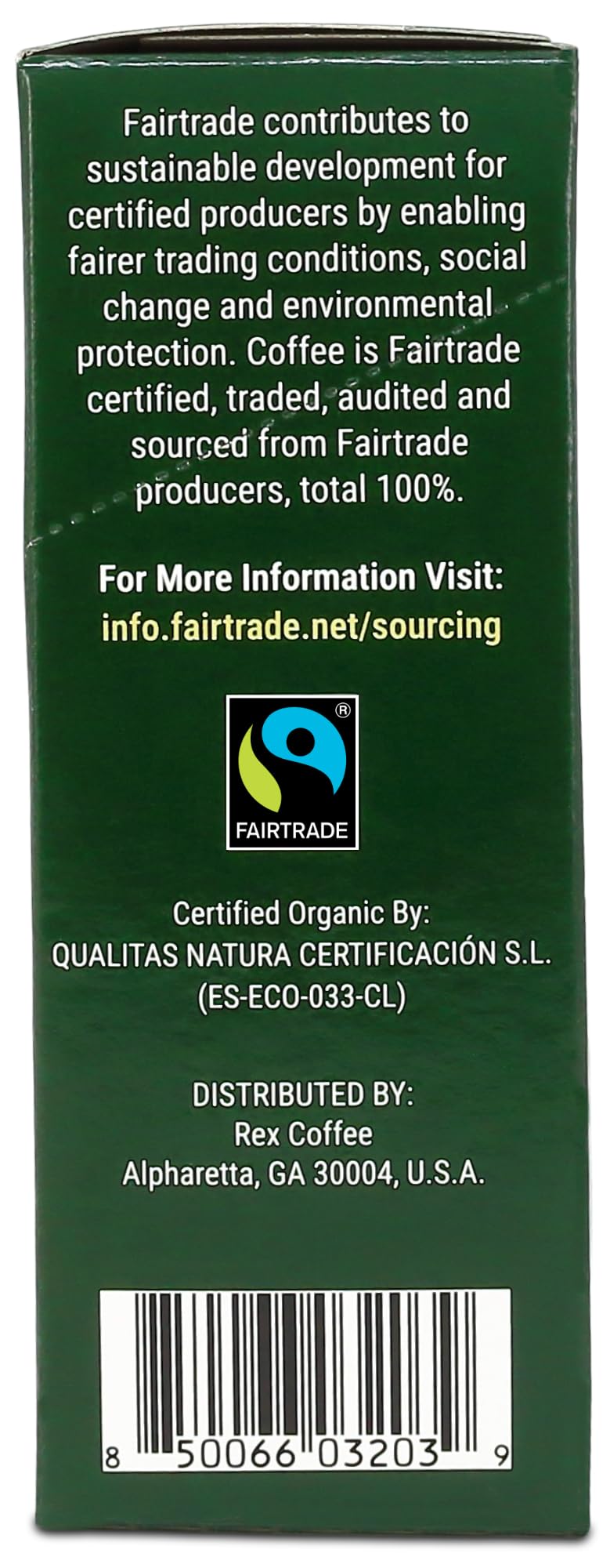 Rex Coffee Organic Fairtrade Decaf Freeze-Dried Instant Sticks - Naturally Decaffeinated Arabica  25 Single-Serve Packs  Mountain Water Process