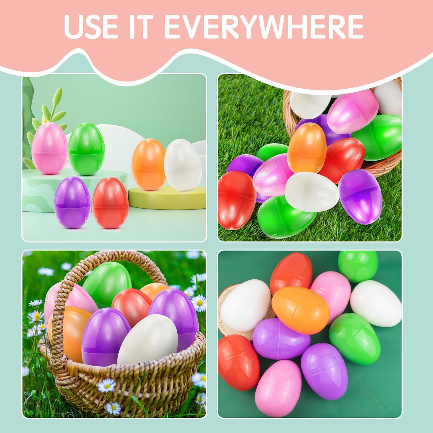 Veagins 36Pcs 3.15    Unfilled Easter Eggs, Bulk Colorful Bright Empty Plastic Eggs For Easter Hunt, Surprise Egg, Filling Treat