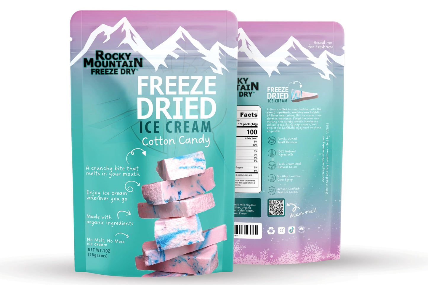 Rocky Mountain Freeze Dry Cotton Candy Freeze Dried Ice Cream – 1 OZ Crunchy Treat