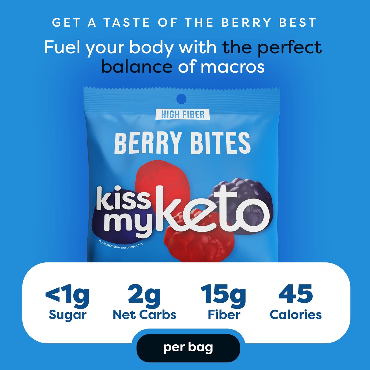 Kiss My Keto Gummies Candy - Low Carb Candy Berry Bites, Keto Snack Pack - Healthy Candy Gummys - Vegan Candy, Keto Gummy Candy