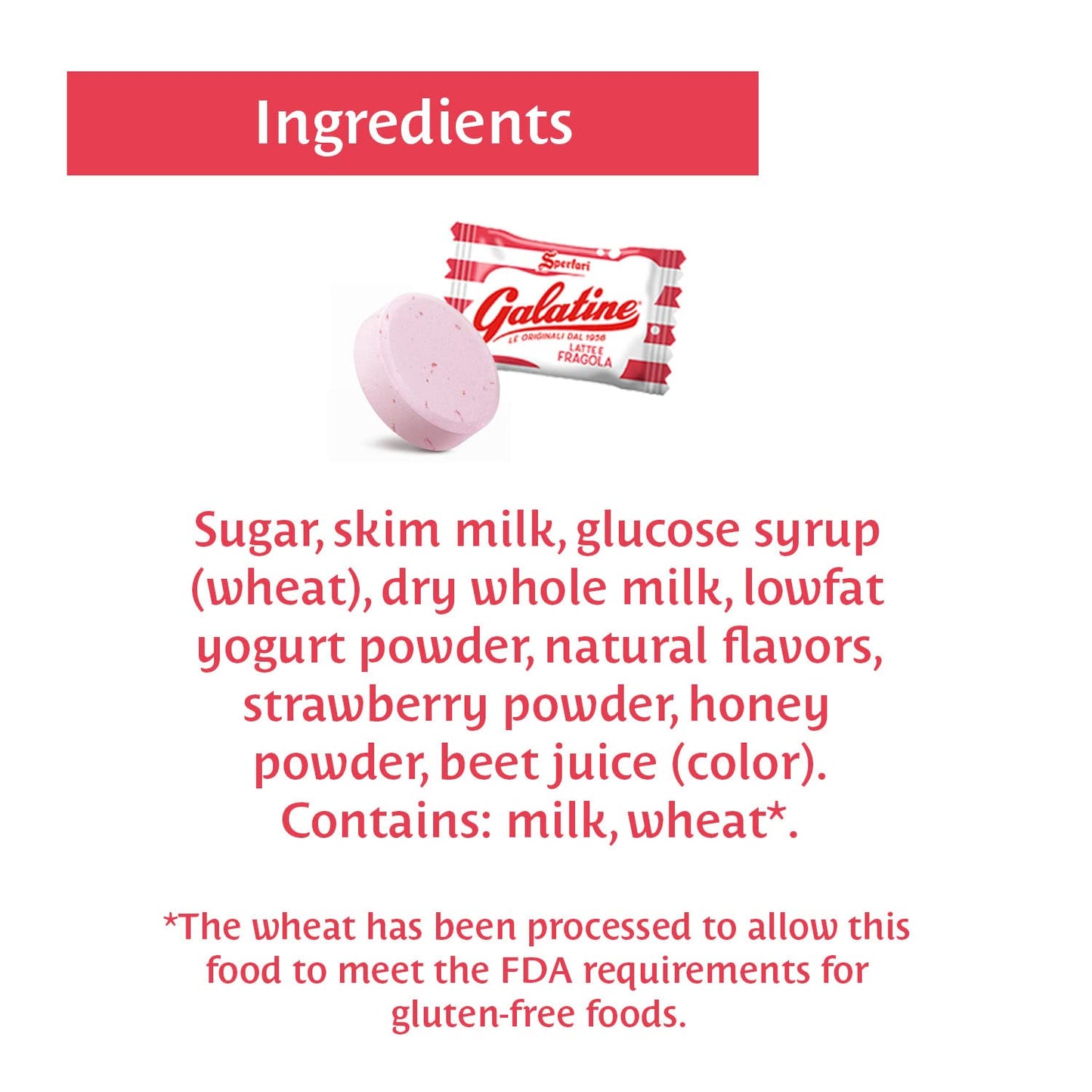Sperlari Galatine Strawberry Milk Candy Bags  Individually Wrapped Strawberry Flavored Powdered Milk Italian small format product  115 gr / 4.05 Ounce Bag (1-Pack)