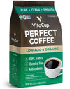 VitaCup Perfect Low Acid Coffee Ground  USDA Organic & Fair Trade  Mycotoxin Free  Dark Roast Guatemala Single Origin  Clean & Pure for Drip Coffee malt-inspired and French Press  10 ounces