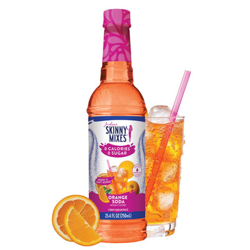 Jordans Skinny Mixes Sugar Free Syrup  Orange Soda Flavor  Fruit Flavored Water Enhancer  Drink Mix for Iced Tea  Lemonade  Drinks  Low Calorie Water Flavoring  Dairy & Gluten Free Kosher  25.4 Fl Oz