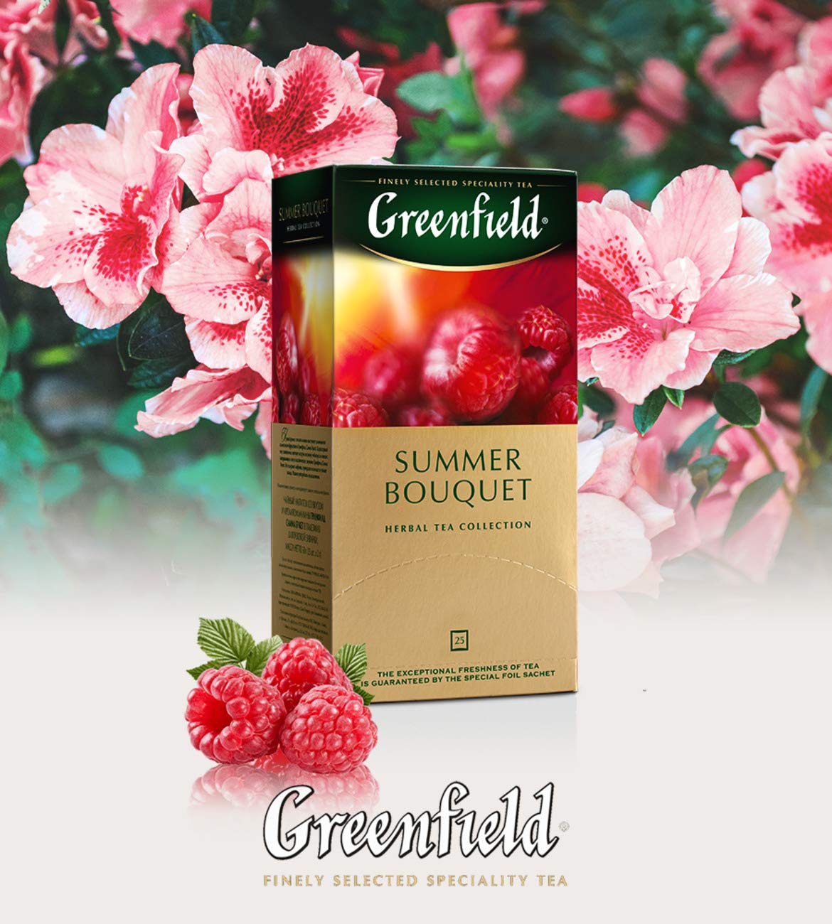 Greenfield Summer Bouquet Herbal Tea Collection Finely Selected Speciality Tea 100 Double Chamber Teabags With Tags In Foil Sach