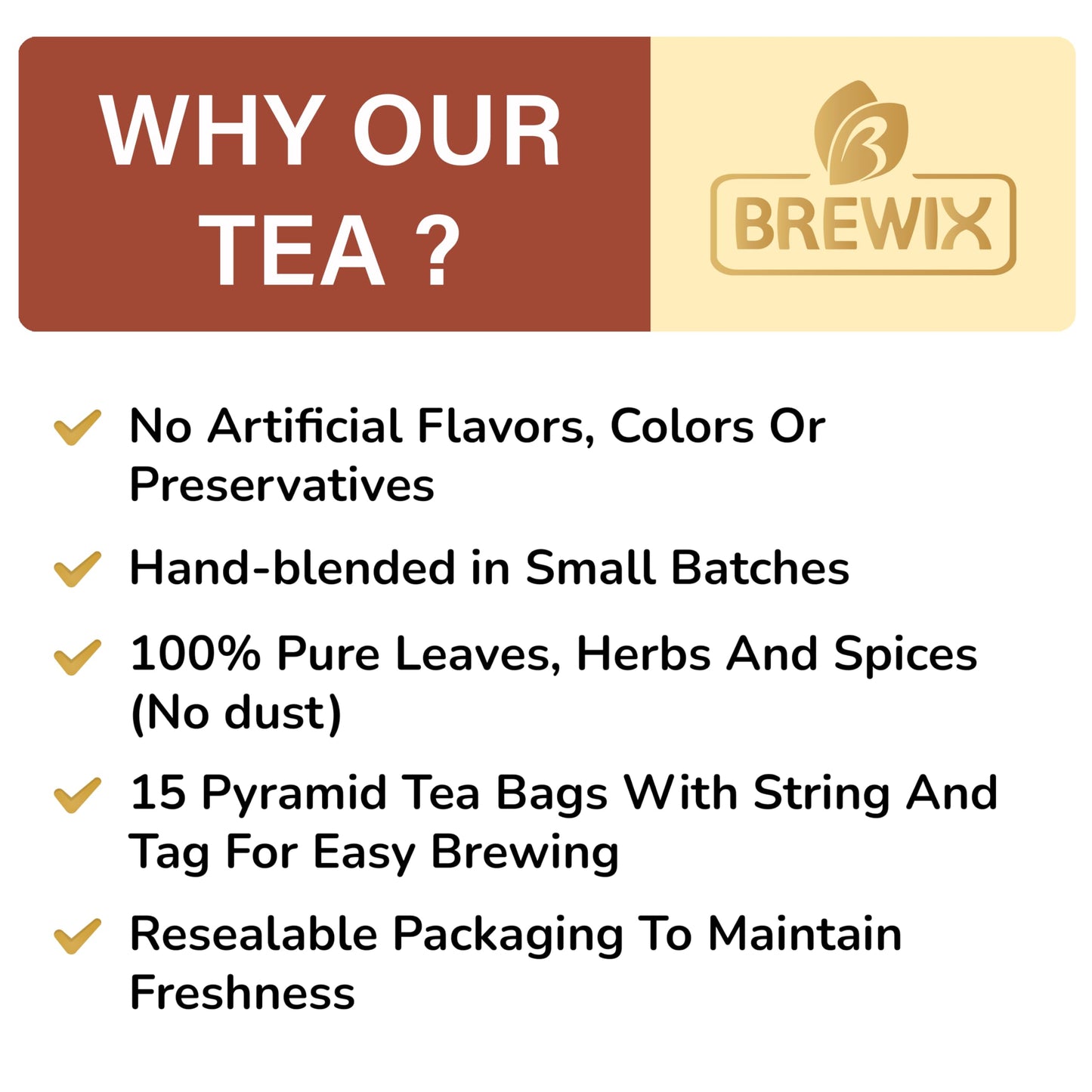 BREWIX Chocolate Rooibos Herbal Tea, 15 Pyramid Tea Bags, Naturally Caffeine-Free, Dessert-Inspired Blend