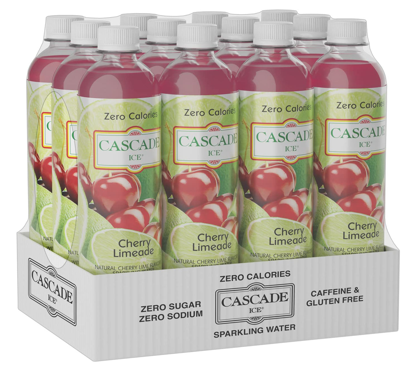 Cascade Ice Sparkling Water, Cherry Limeade, Zero Calorie, 17.2 Fl Oz, Pack of 12