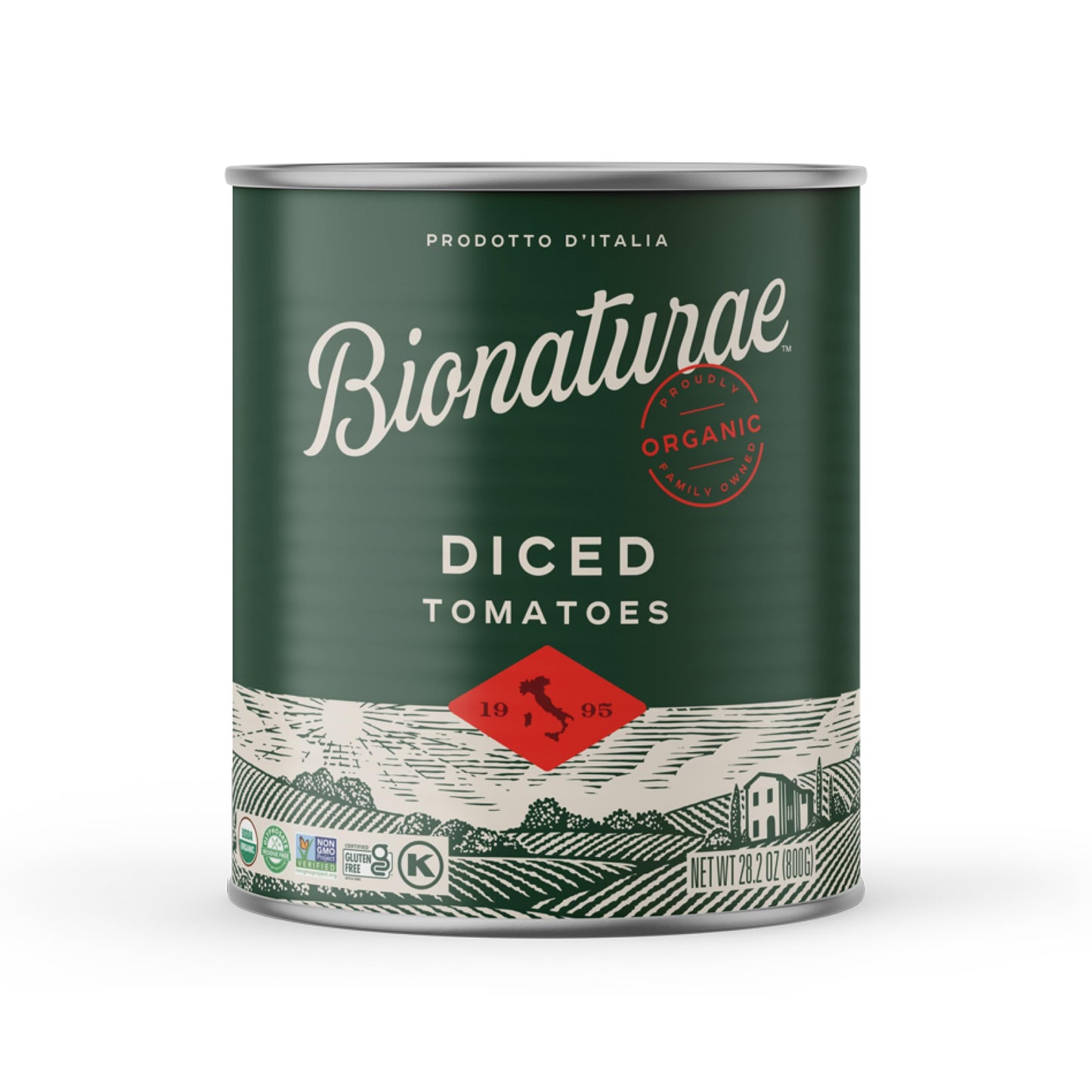 Bionaturae Organic Diced Tomatoes - Diced Tomatoes Can, Diced Tomatoes Organic No Salt, Keto Friendly, Non-GMO, No Added Sugar, 
