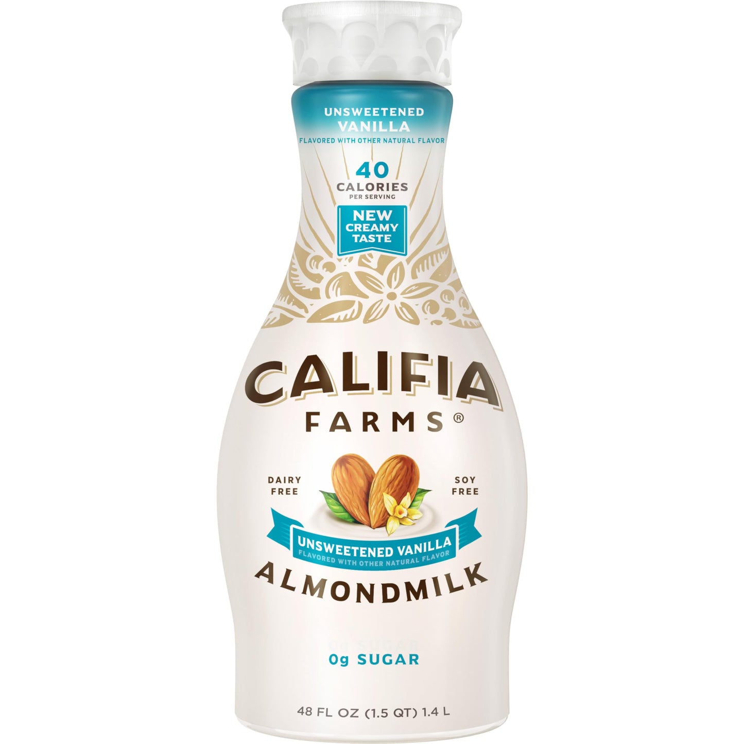 Califia Farms - Unsweetened Vanilla Almond Milk, 48 Oz, Dairy Free, Vegan, Plant Based, Keto, Gluten Free, Non GMO, Sugar Free, 
