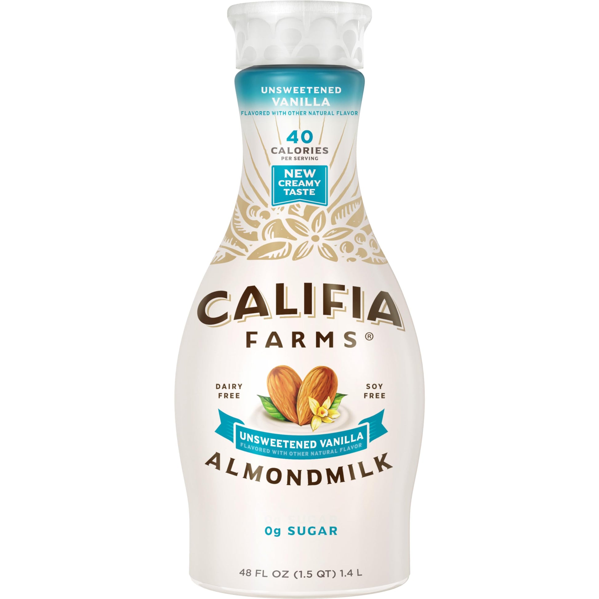 Califia Farms - Unsweetened Vanilla Almond Milk, 48 Oz, Dairy Free, Vegan, Plant Based, Keto, Gluten Free, Non GMO, Sugar Free, 