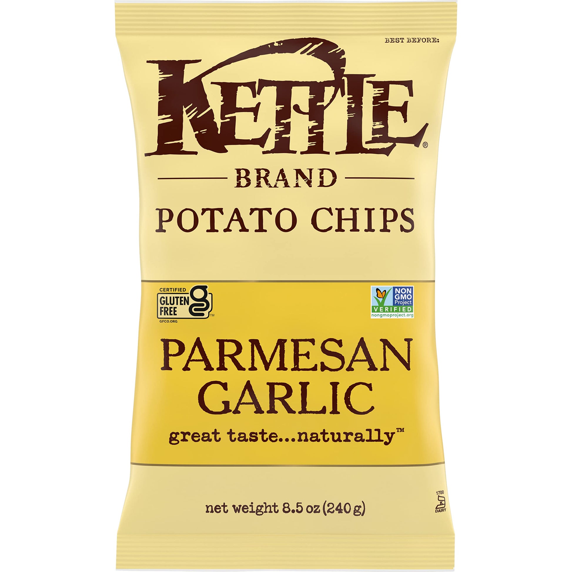 Kettle Brand Potato Chips, Parmesan Garlic Kettle Chips, 8.5 Oz