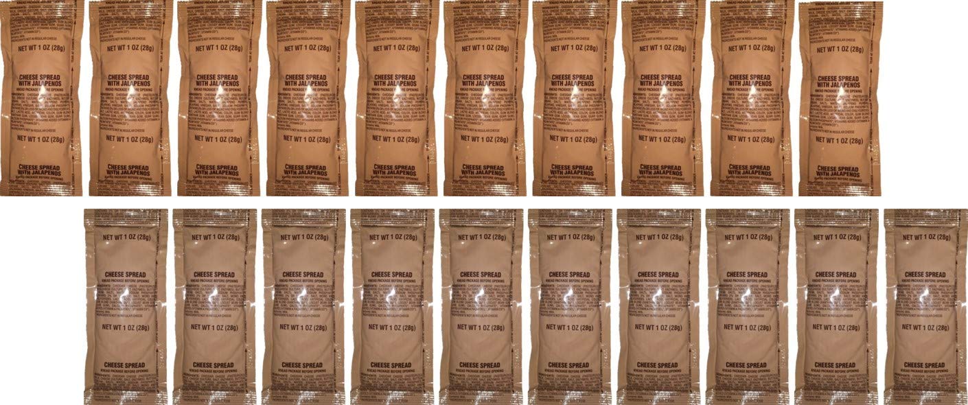 Mre Cheese Spreads: Cheddar, Jalapeno, Or Both! Manufacture Date Jan.2020! (Jalapeno & Cheddar, 20 Pack)