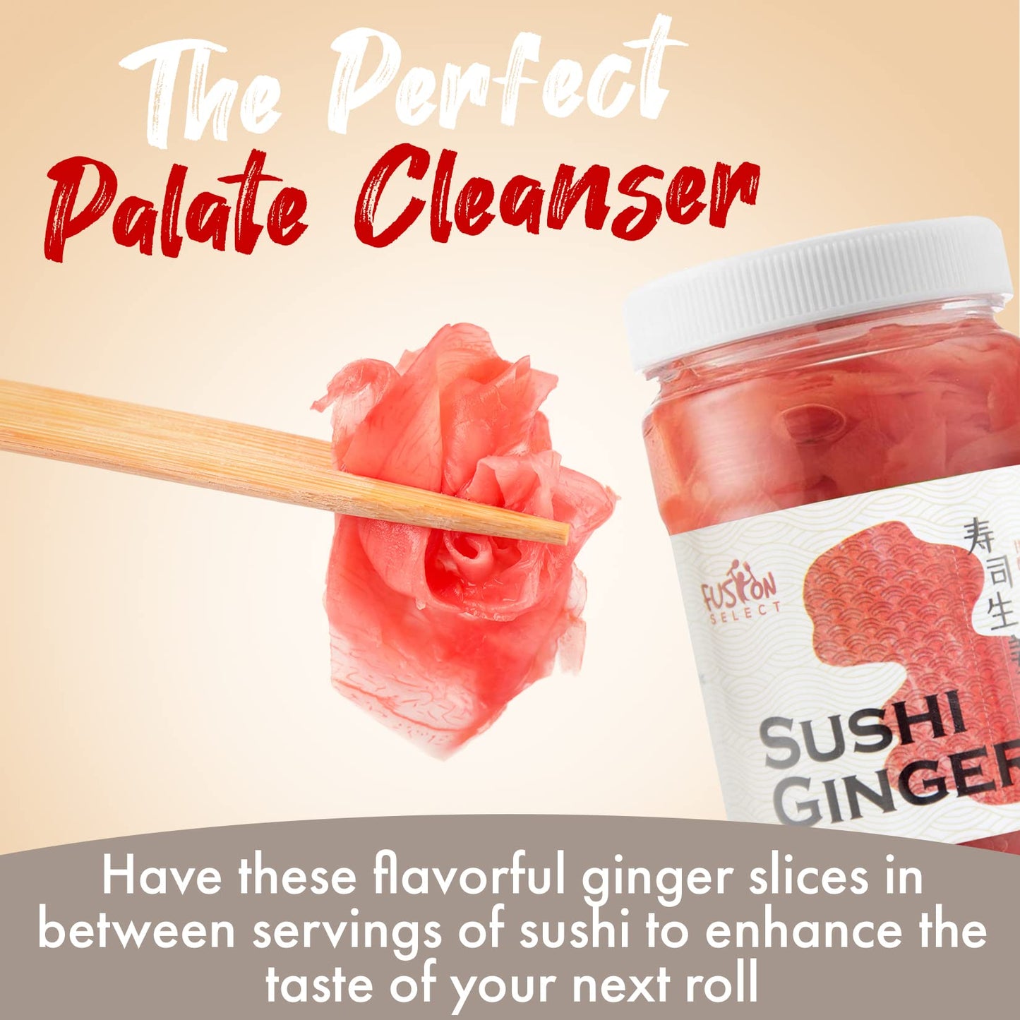 Fusion Select 2 Packs Sushi Ginger - Natural Sliced Gari, Pickled Ginger for Sushi - No MSG, Non-GMO - Spicy, Sour, Sweet & Salt