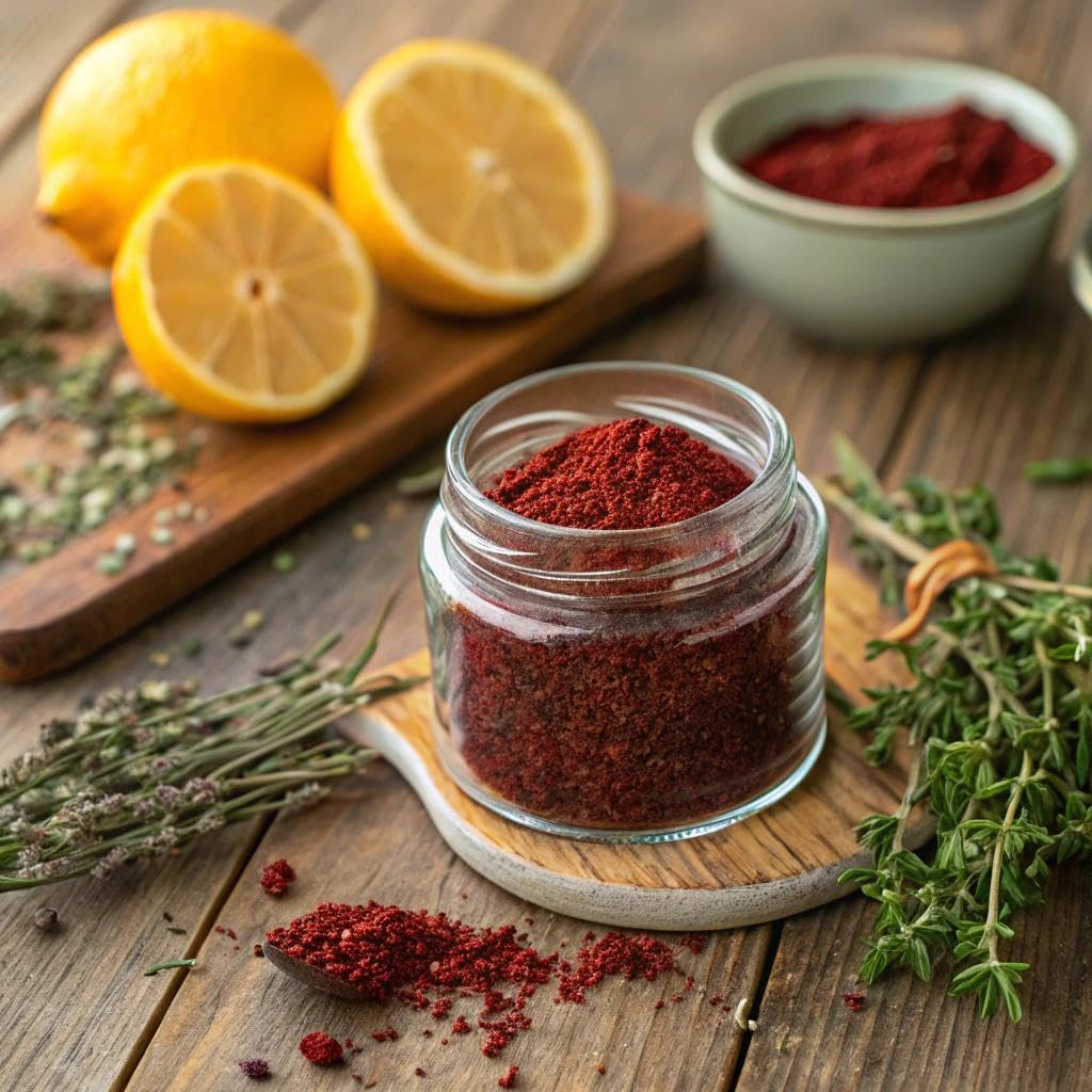 Burlap & Barrel Cured Sumac - Bright, Sour, Salty, Slightly Fermented Spice - Ground Sumac For Cooking - Savory Tartness - As Seen On Shark Tank - Kitchen Gift For Cooks - 2.3Oz Glass Jar