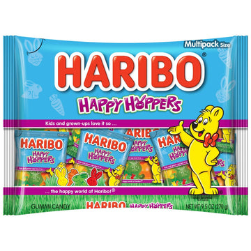 Haribo Easter Happy Hoppers Gummi Candy, Individually Treat Size Wrapped Packets, 9.5 Oz. Bag