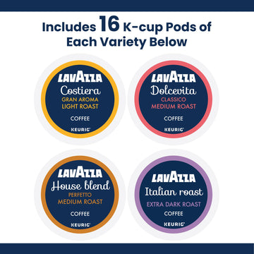 Lavazza Coffee Variety Pack, Keurig Single-Serve K-Cup Pods, 64 Count