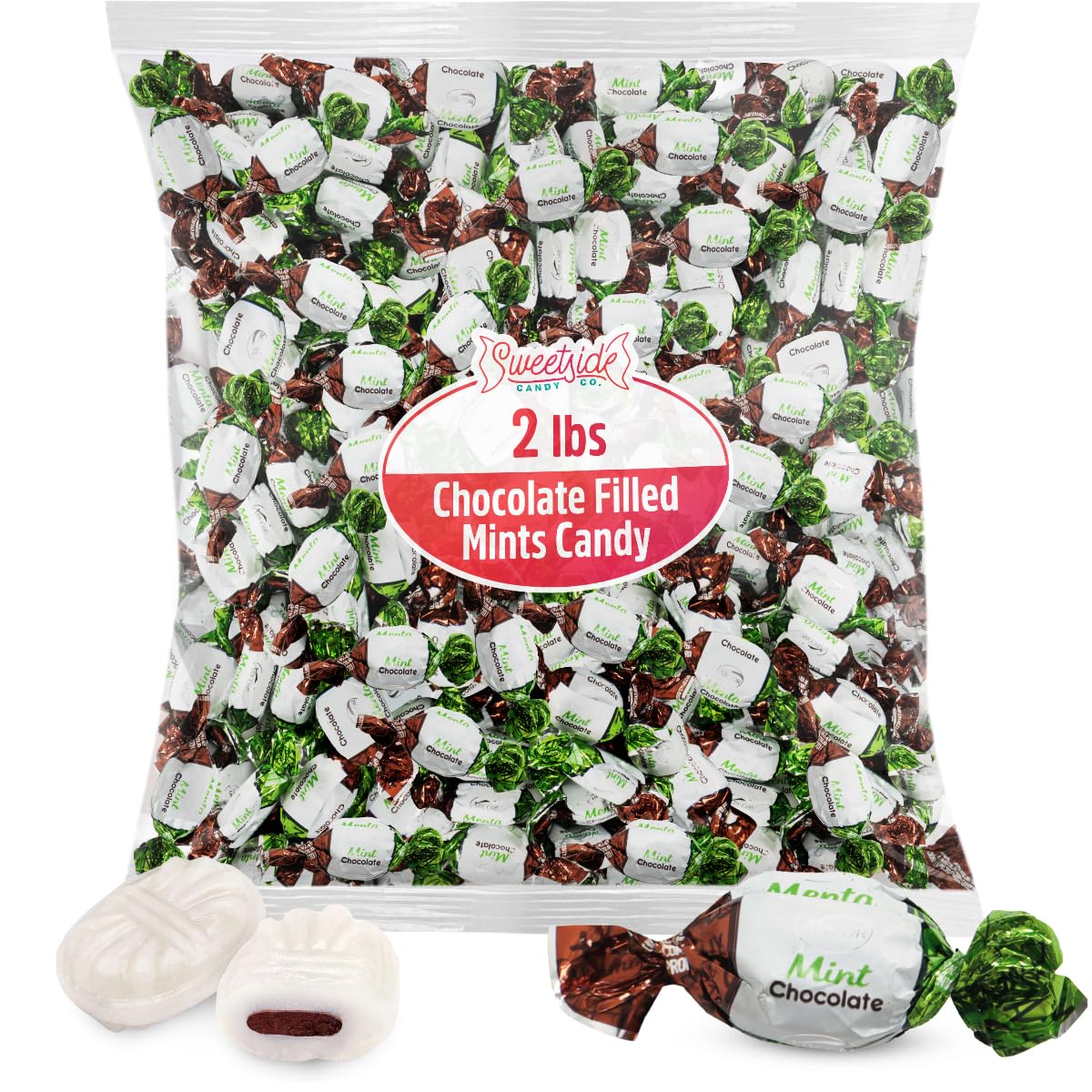 Chocolate Filled Mints Candy  2Lb Pack Of Chocolate Mint Candy Individually Wrapped  Perfect Mint Candies For Party Favors And Everyday Enjoyment  Sweet Filled Candies Crafted With Care