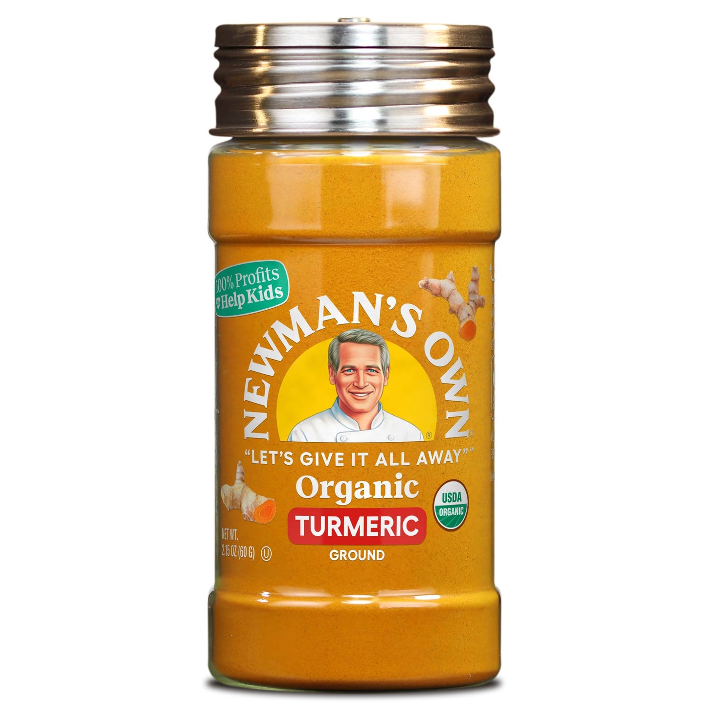 Newman's Own Organic Ground Turmeric; Golden Hue to Curries, Rice, Smoothies, USDA Organic Certified, Non-GMO, Kosher Certified,